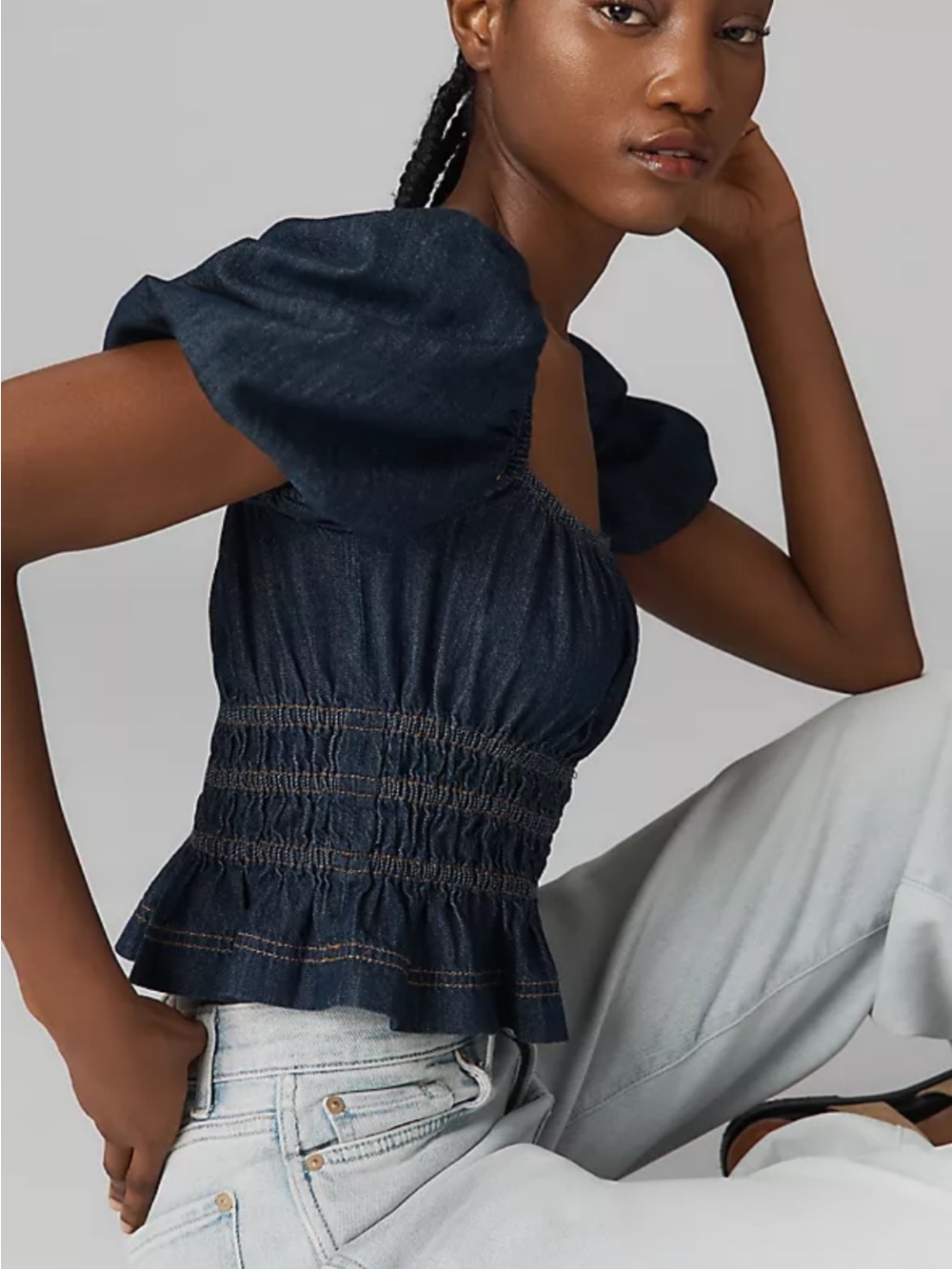 Reformation org cotton denim top